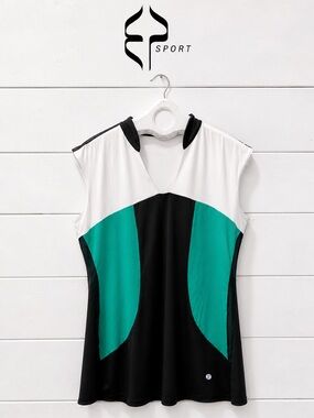 EP SPORT – Black, White & Green Sleeveless Dress – Size XL